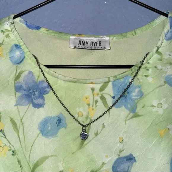 Vintage Y2K Amy Byer Dress Green Floral Size Medium - Picture 4 of 8